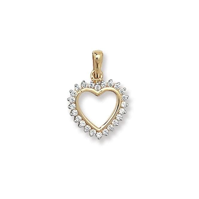 9ct Yellow Gold Heart Zirconia Pendant PN813