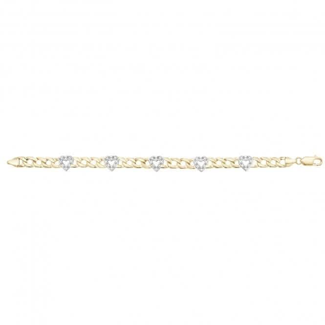 9ct Yellow Gold Hearts Bracelet BR612