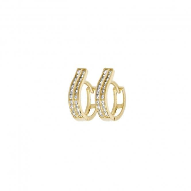 9CT Yellow Gold Hinged Earrings with Zirconia Stones ER1147