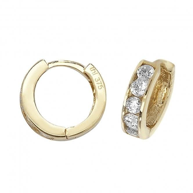 9ct Yellow Gold Zirconia Hinged Earrings ES162