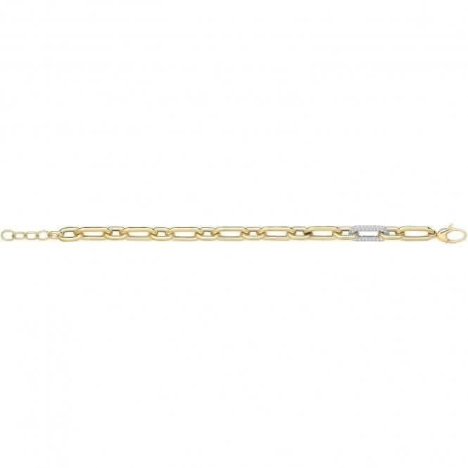 9CT Yellow Gold Bracelet with Zirconia Links
