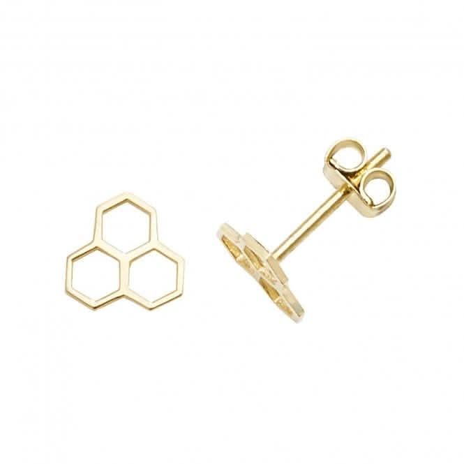 9ct Yellow Gold Honeycomb Stud Earrings ES610