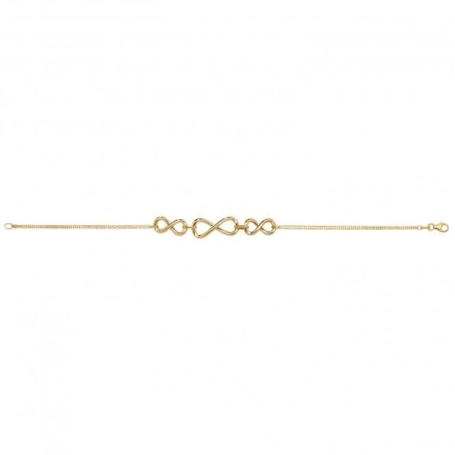 9ct Yellow Gold Ladies Triple Infinity Bracelet NK092B