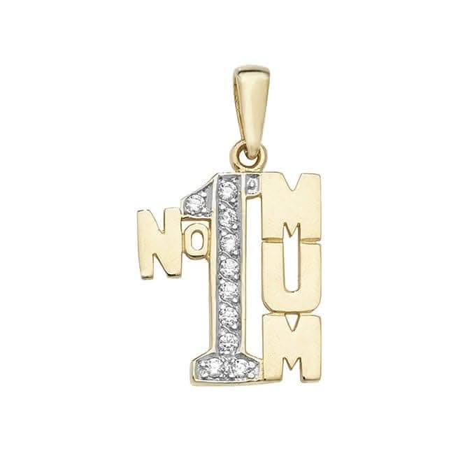 9ct Yellow Gold Ladies No.1 Mum Zirconia Pendant PN1032