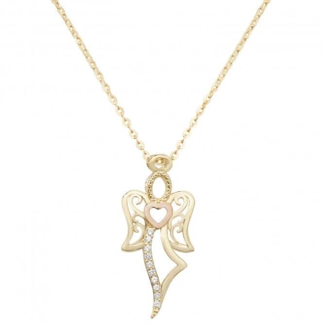 9ct Yellow Gold Ladies Zirconia Pendant On 16+2 Inch Chain NK340