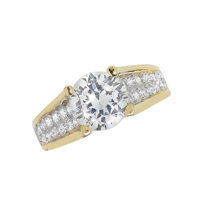 9ct Yellow Gold Ladies Zirconia Ring RN881