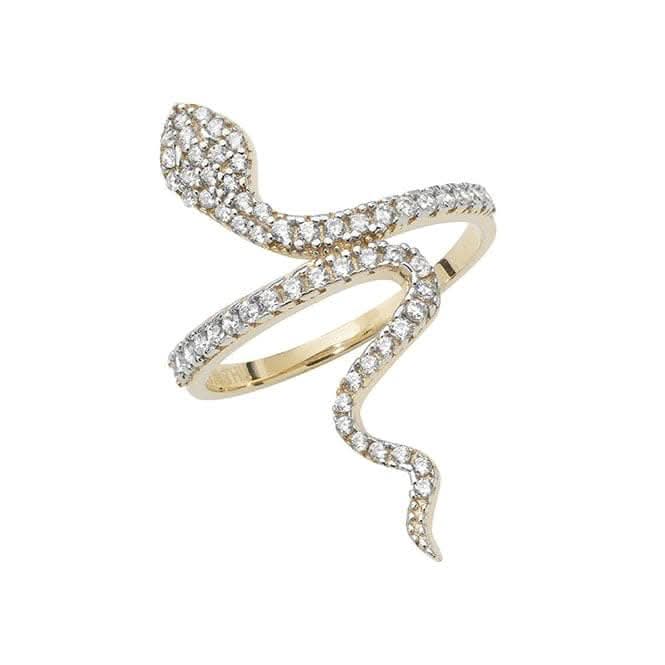 9ct Yellow Gold Ladies Zirconia Snake Ring RN915