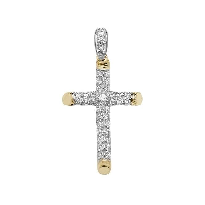 9ct Yellow Gold Large Cross Zirconia Pendant PN1031