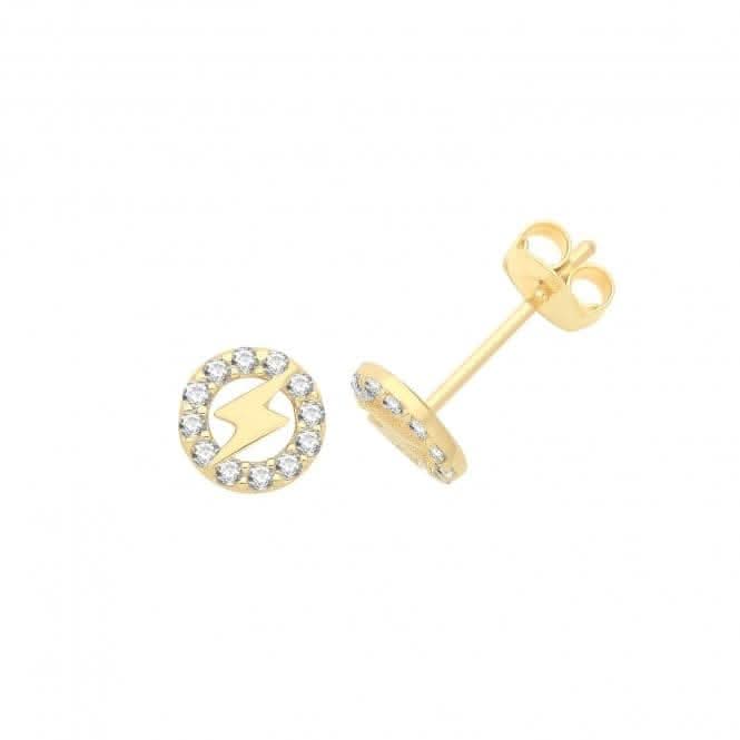 9ct Yellow Gold Lightning Bolt Stud ES1694