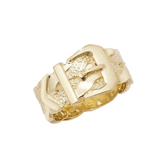 9ct Yellow Gold Mens Plaited Buckle Ring RN240