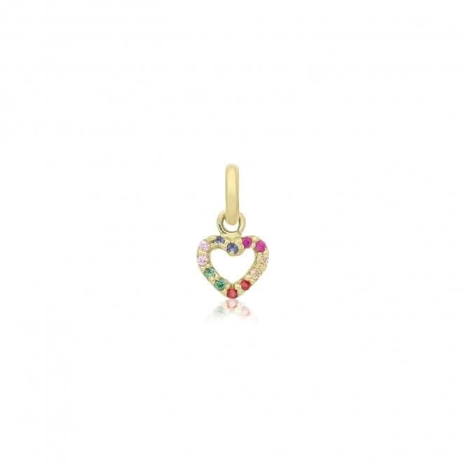 9ct Yellow Gold Multicoloured Zirconia Heart Pendant PN1351