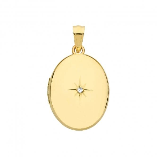 9ct Yellow Gold Oval Diamond Locket PN1082D