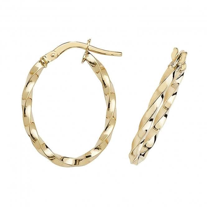 9ct Yellow Gold Oval Hoop Earrings ER1008