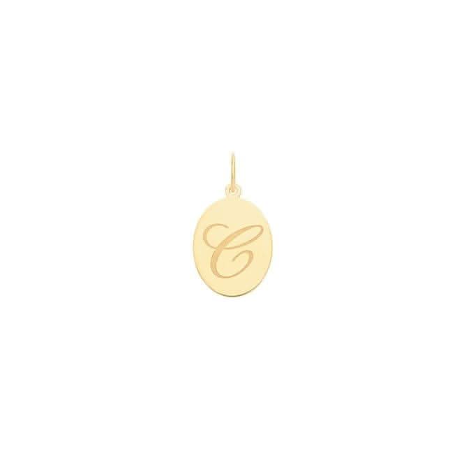 9ct Yellow Gold Oval Initial Pendant PN922/C
