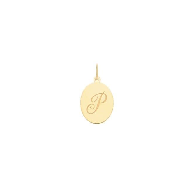 9ct Yellow Gold Oval Initial Pendant PN922/P