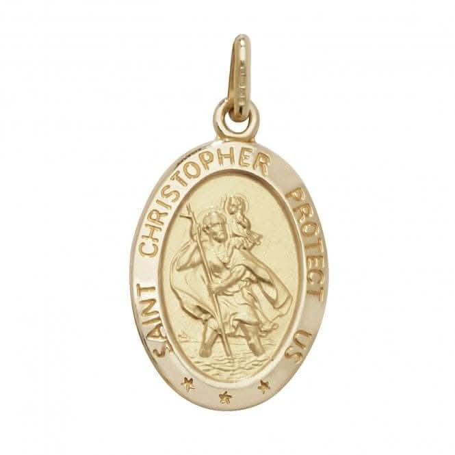 9ct Yellow Gold Oval St Christopher Pendant PN152