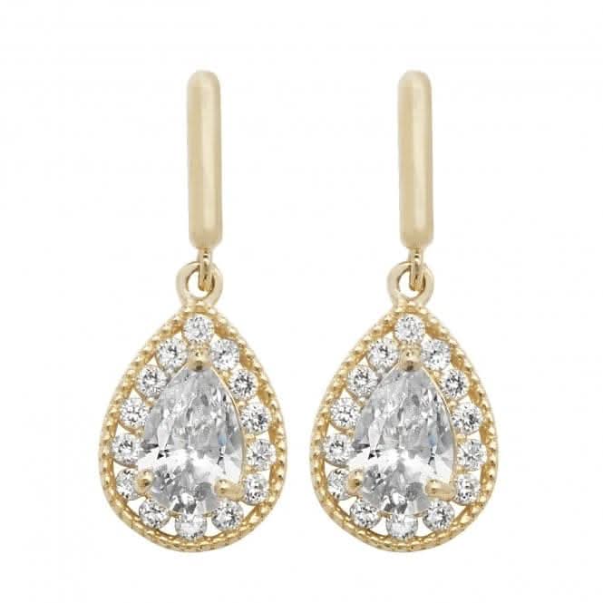 9ct Yellow Gold Pear Shape Zirconia Drop Earrings ES528
