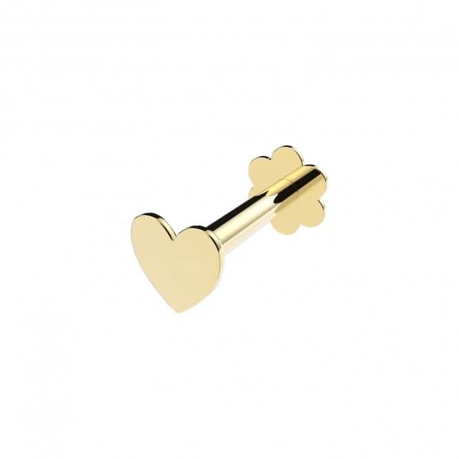 9ct Yellow Gold Plain Heart Cartilage Labret ES2034