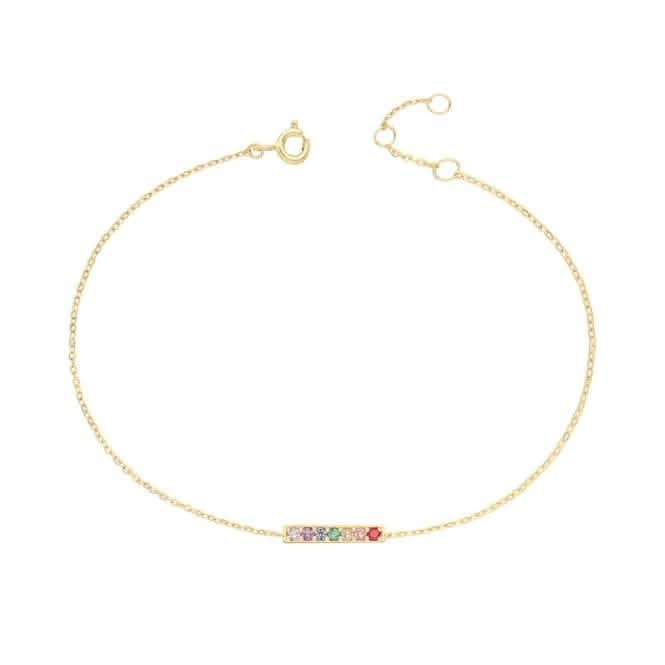 9ct Yellow Gold Rainbow Bar Chain Bracelet