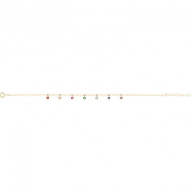 9ct Yellow Gold Bracelet with Rainbow Zirconia Drops BR669