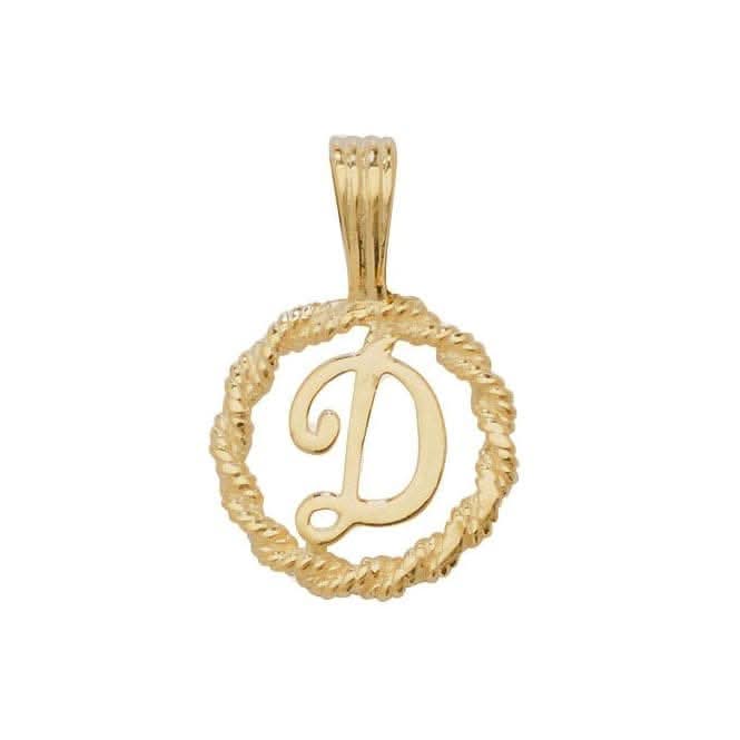 9ct Yellow Gold Rope Initial Pendant PN525/D