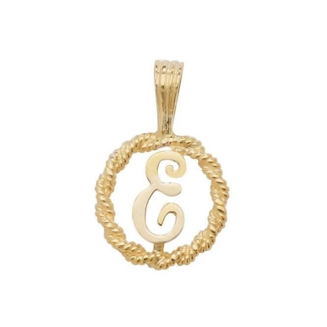 9ct Yellow Gold Rope Initial Pendant PN525/E