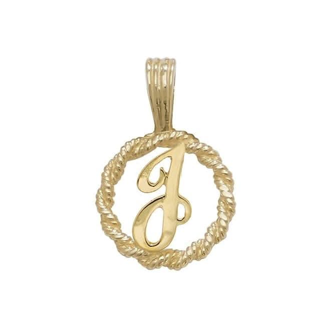 9ct Yellow Gold Rope Initial Pendant PN525/J