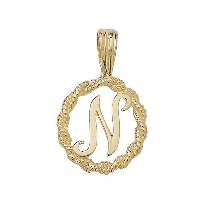 9ct Yellow Gold Rope Initial Pendant PN525/N