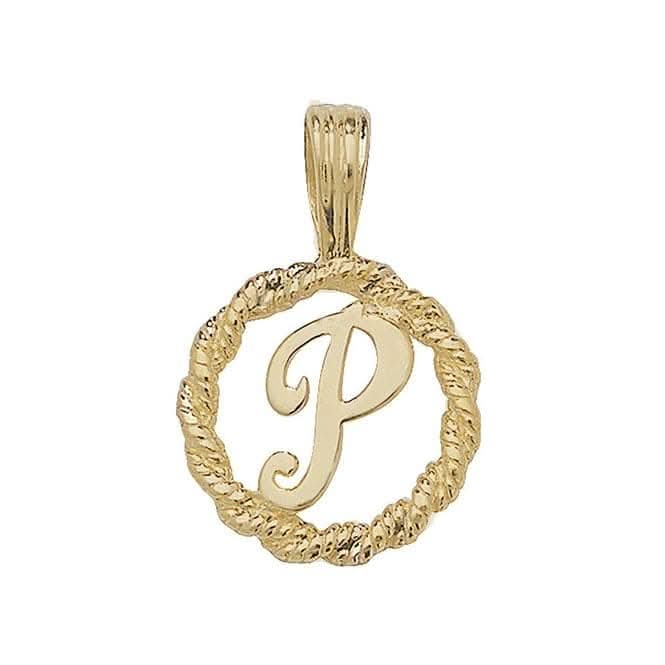 9ct Yellow Gold Rope Initial Pendant PN525/P