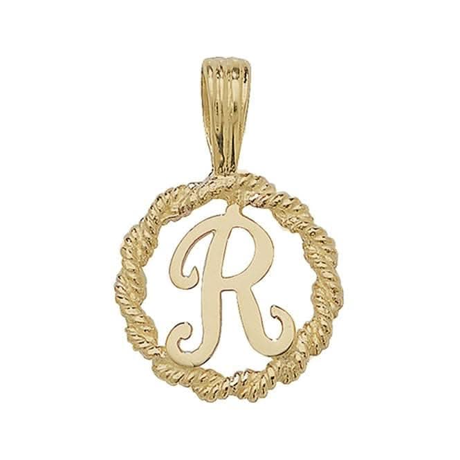 9ct Yellow Gold Rope Initial Pendant PN525/R