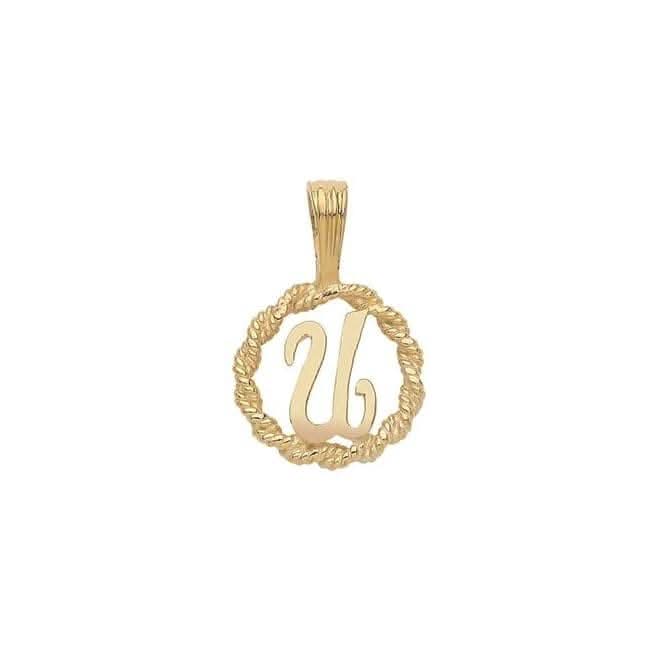 9ct Yellow Gold Rope Initial Pendant PN525/U