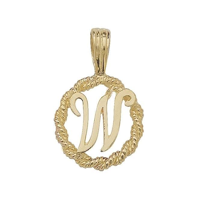 9ct Yellow Gold Rope Initial Pendant PN525/W