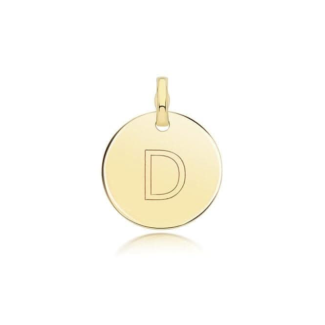 9ct Yellow Gold Round Plain Initial Pendant PN1280/D