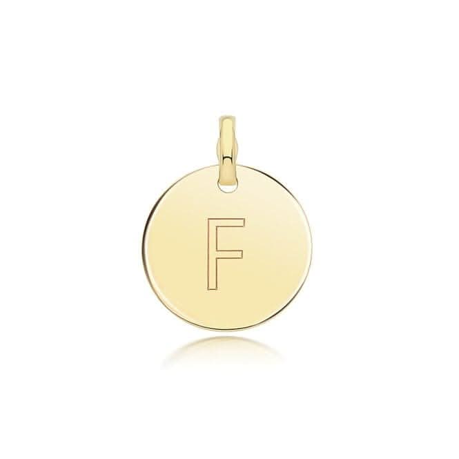 9ct Yellow Gold Round Plain Initial Pendant PN1280/F