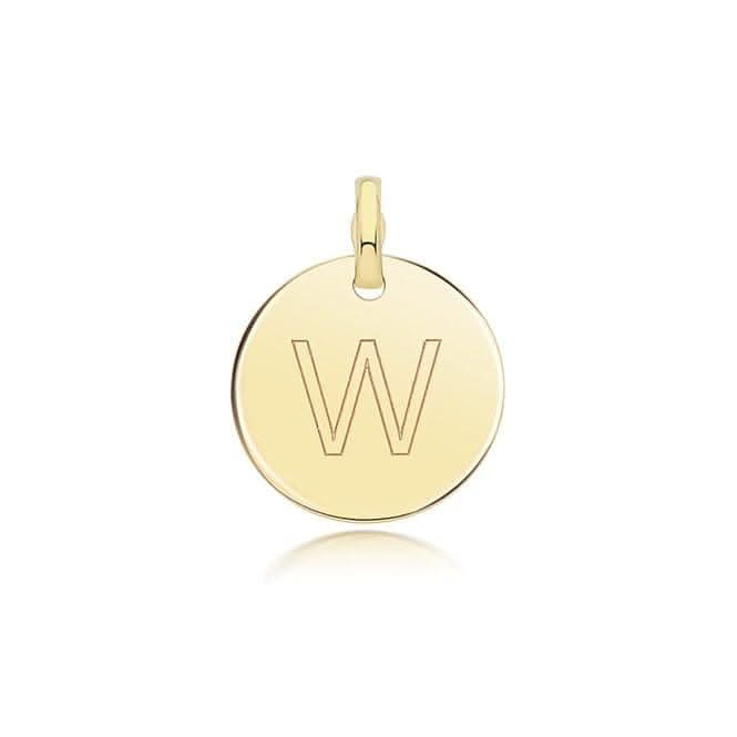 9ct Yellow Gold Round Plain Initial Pendant PN1280/W