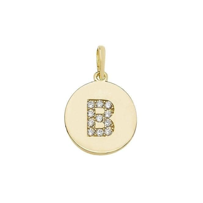 9ct Yellow Gold Round Zirconia Initial Pendant PN610/B