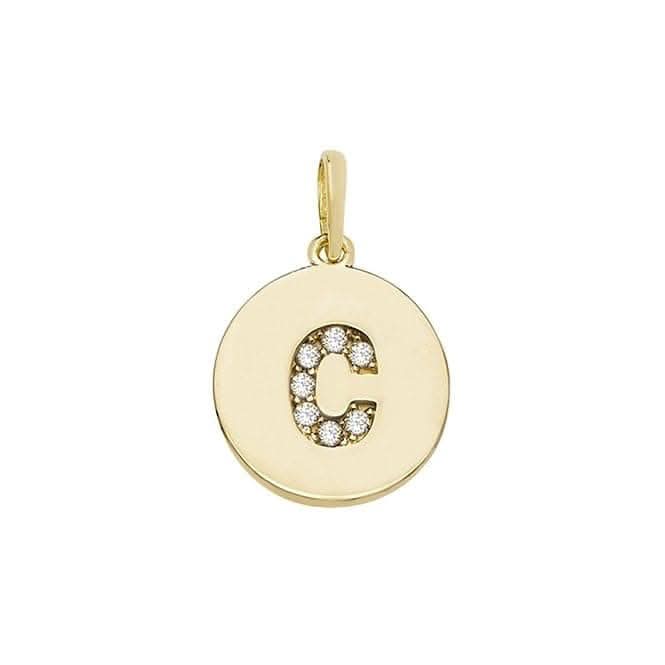 9ct Yellow Gold Round Zirconia Initial Pendant PN610/C