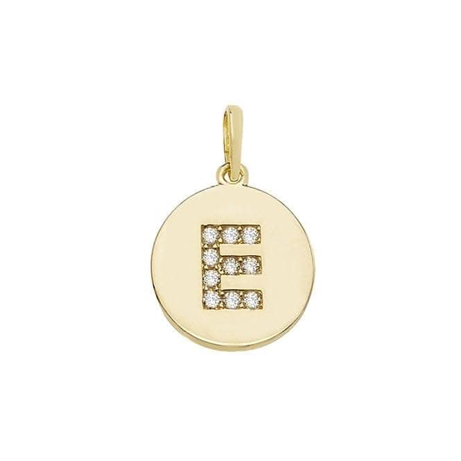 9ct Yellow Gold Round Zirconia Initial Pendant PN610/E