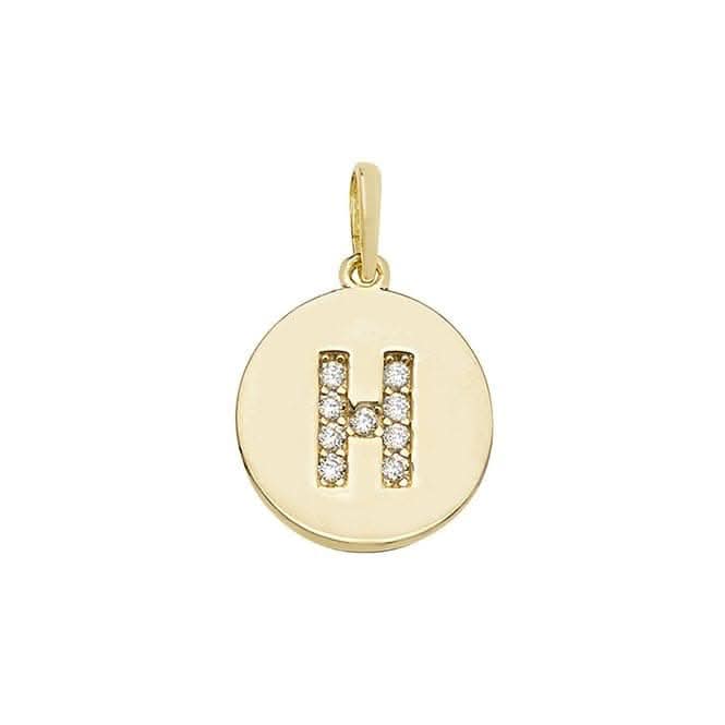 9ct Yellow Gold Round Zirconia Initial Pendant PN610/H