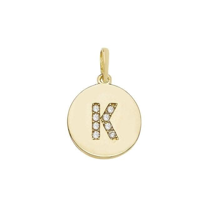 9ct Yellow Gold Round Zirconia Initial Pendant PN610/K