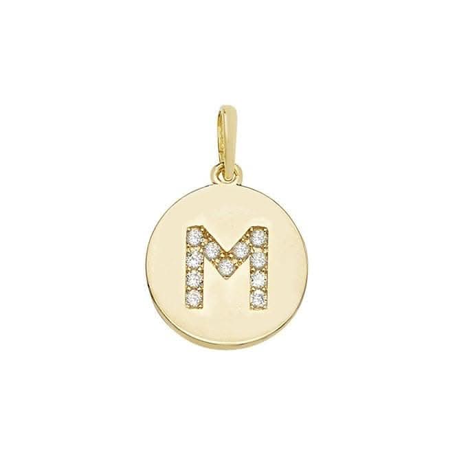 9ct Yellow Gold Round Zirconia Initial Pendant PN610/M