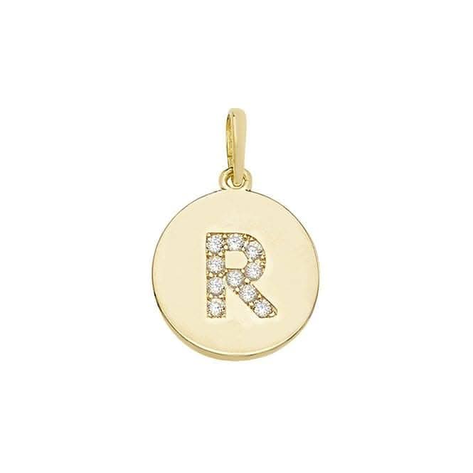 9ct Yellow Gold Round Zirconia Initial Pendant PN610/R