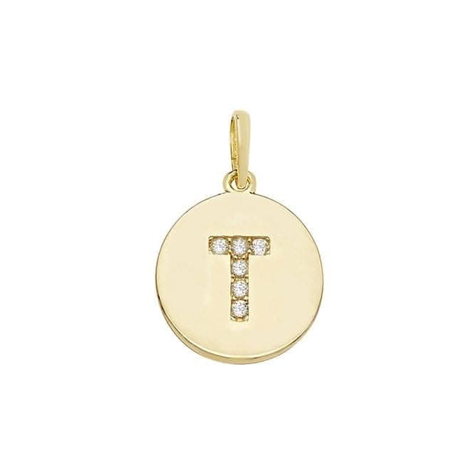 9ct Yellow Gold Round Zirconia Initial Pendant PN610/T