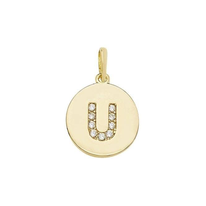 9ct Yellow Gold Round Zirconia Initial Pendant PN610/U