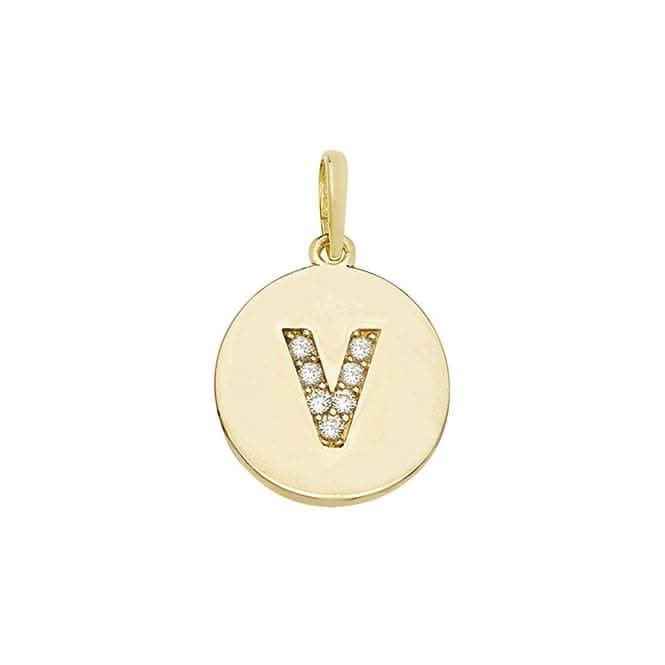 9ct Yellow Gold Round Zirconia Initial Pendant PN610/V