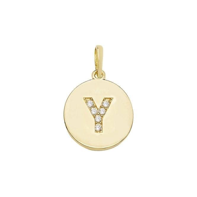9ct Yellow Gold Round Zirconia Initial Pendant PN610/Y