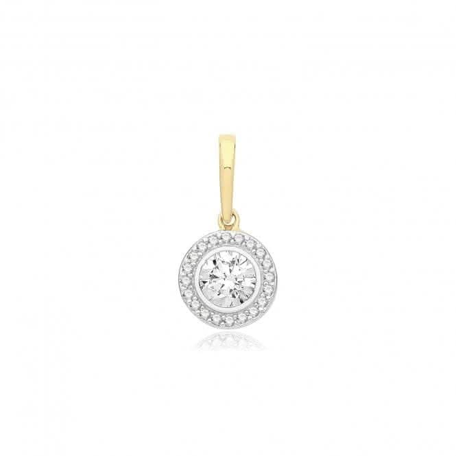 9ct Yellow Gold Round Zirconia Pendant PN1014