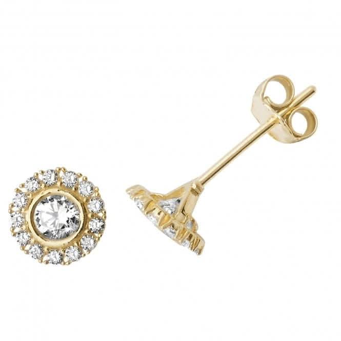 9ct Yellow Gold Round Zirconia Stud Earrings ES516