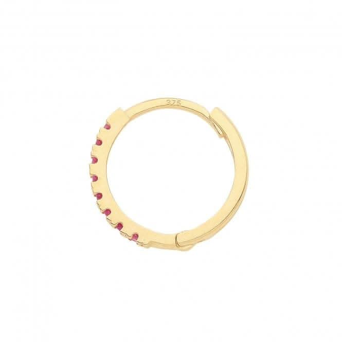 9ct Yellow Gold Ruby Red Zirconia Single Cartilage Huggies 11Mm ES1997R