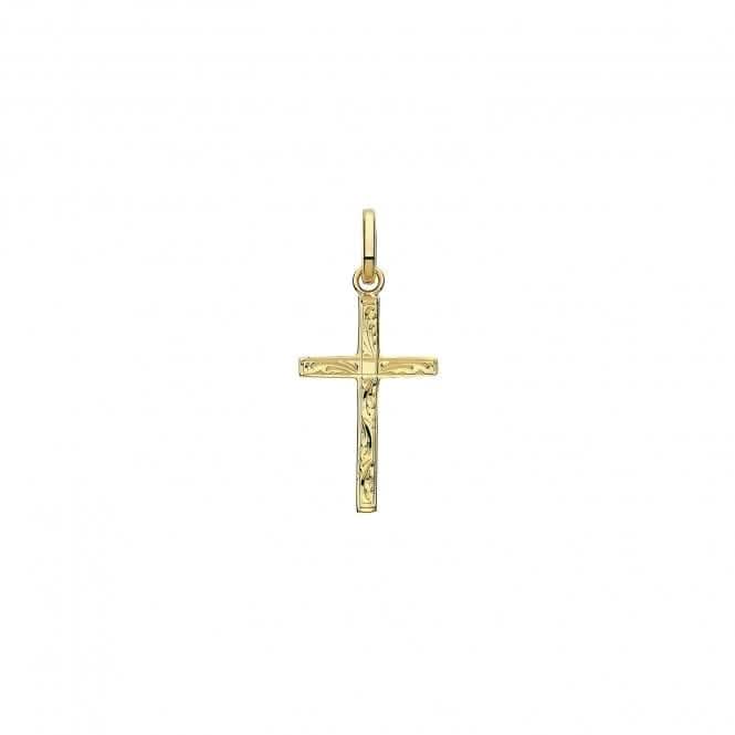 9ct Yellow Gold Semi Solid Cross H Engraved PN1210E